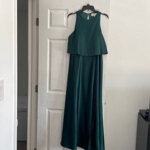 Relvery Emerald Green Satin Bridesmaid Dress